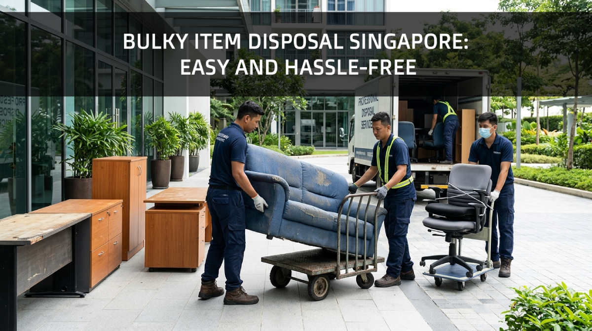 Professional bulky item disposal team removing unwanted furniture in Singapore